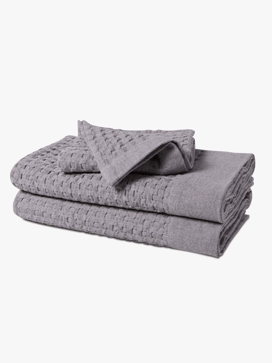 Bathroom L&M Home | Waffle Smoke Towels