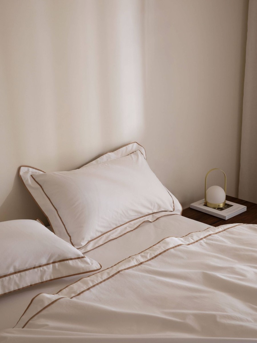 Bedroom L&M Home | Grosgrain Caramel Egyptian Cotton Pillowcases