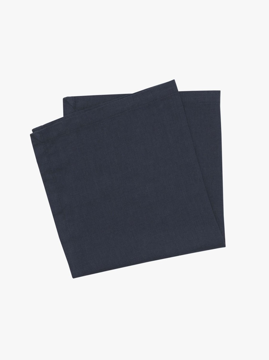 Dining L&M Home | Moss Navy French Linen Napkin Set