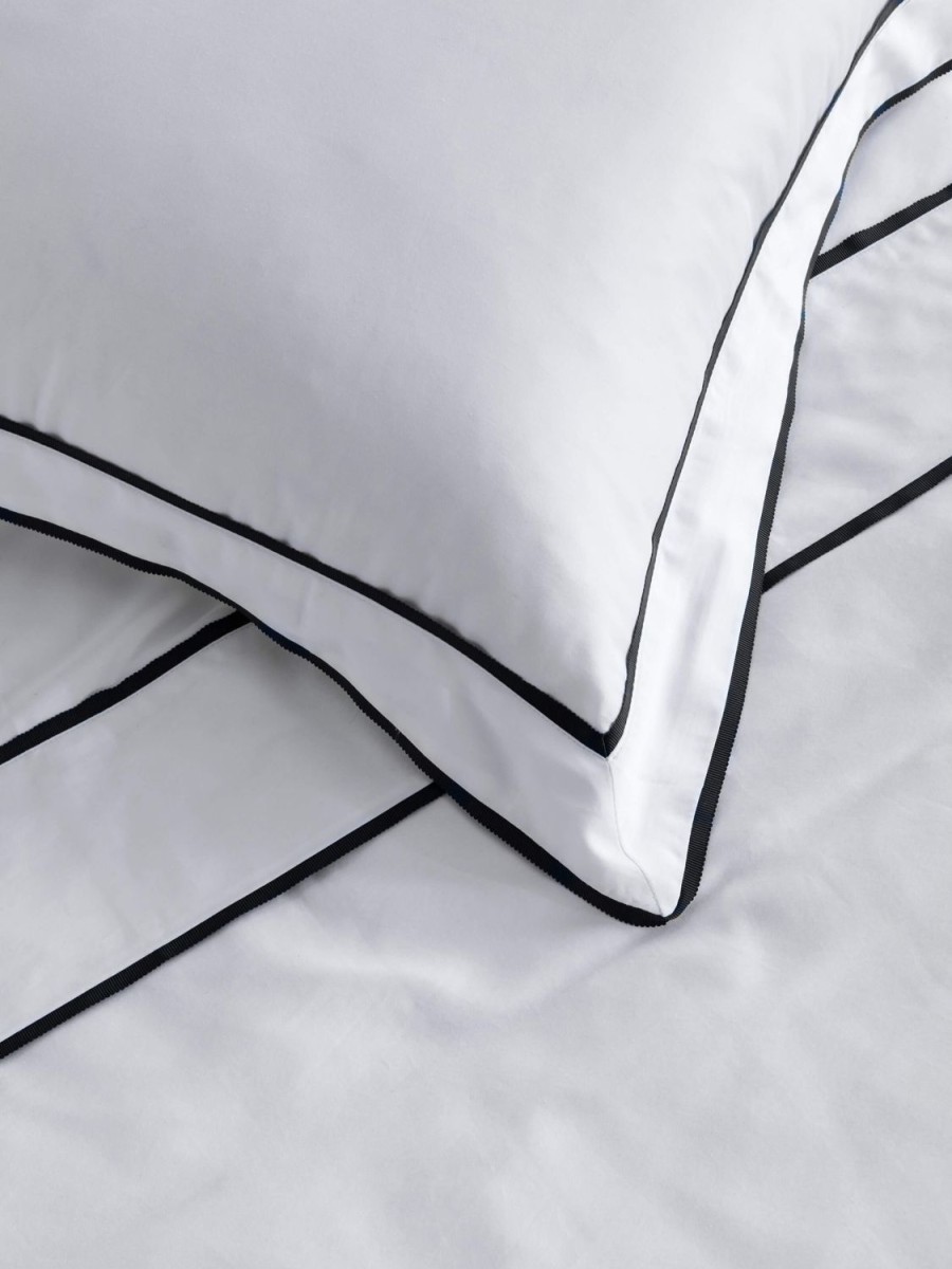 Bedroom L&M Home | Grosgrain Black Egyptian Cotton Pillowcases