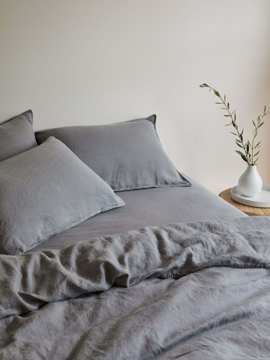 Bedroom L&M Home | Mondo Storm Organic French Linen Duvet Cover Set