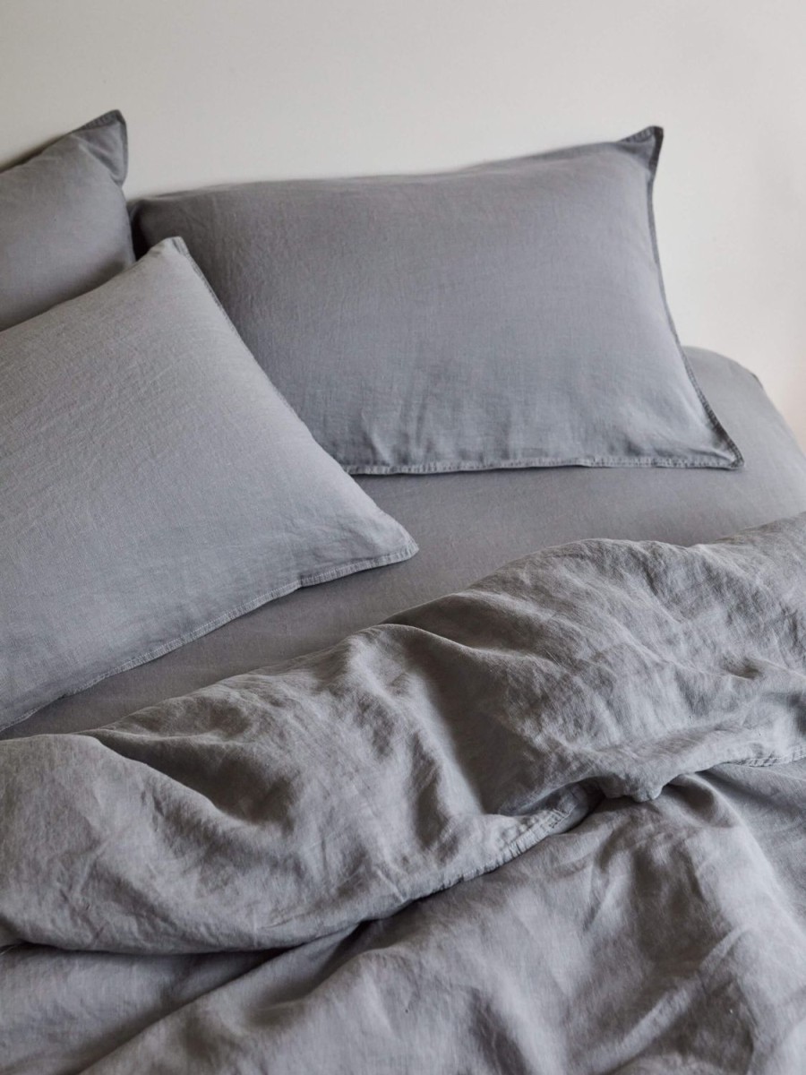 Bedroom L&M Home | Mondo Storm Organic French Linen Duvet Cover Set