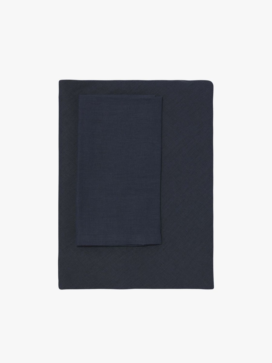 Dining L&M Home | Moss Navy French Linen Table Cloth