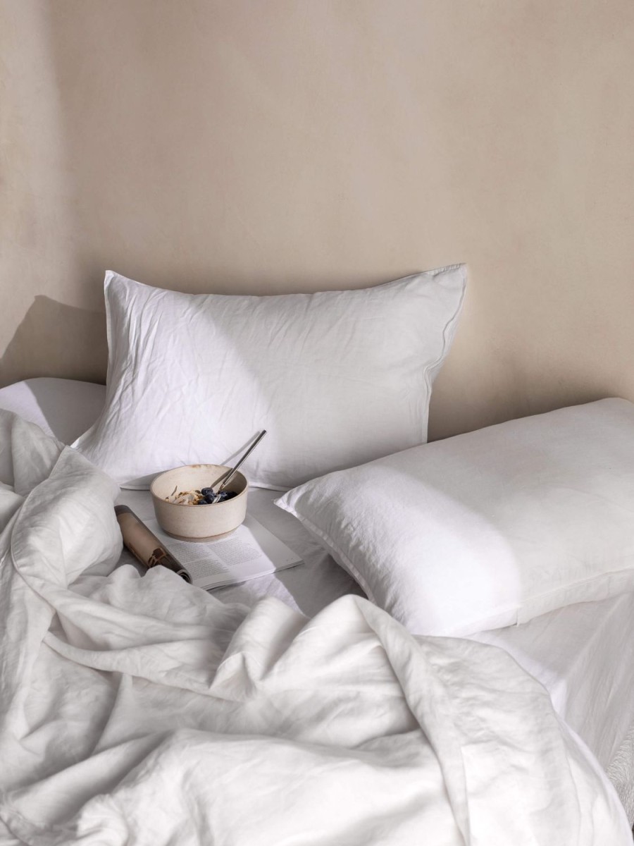 Bedroom L&M Home | Mondo White Organic French Linen Sheet Set