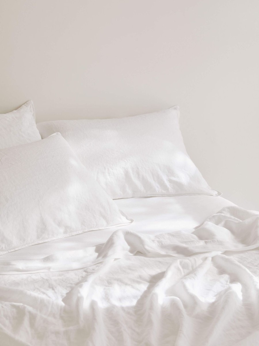 Bedroom L&M Home | Mondo White Organic French Linen Sheet Set