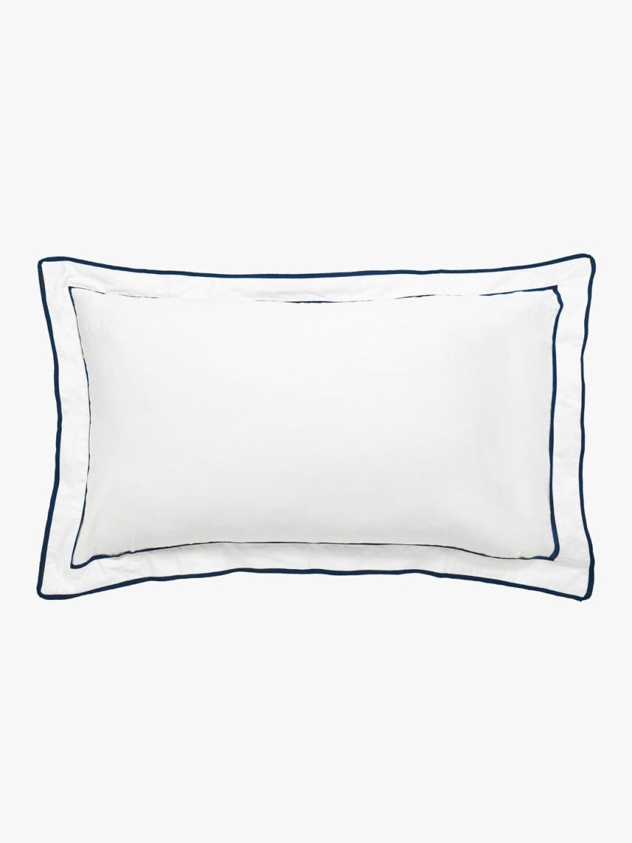 Bedroom L&M Home | Grosgrain Navy Egyptian Cotton Pillowcases