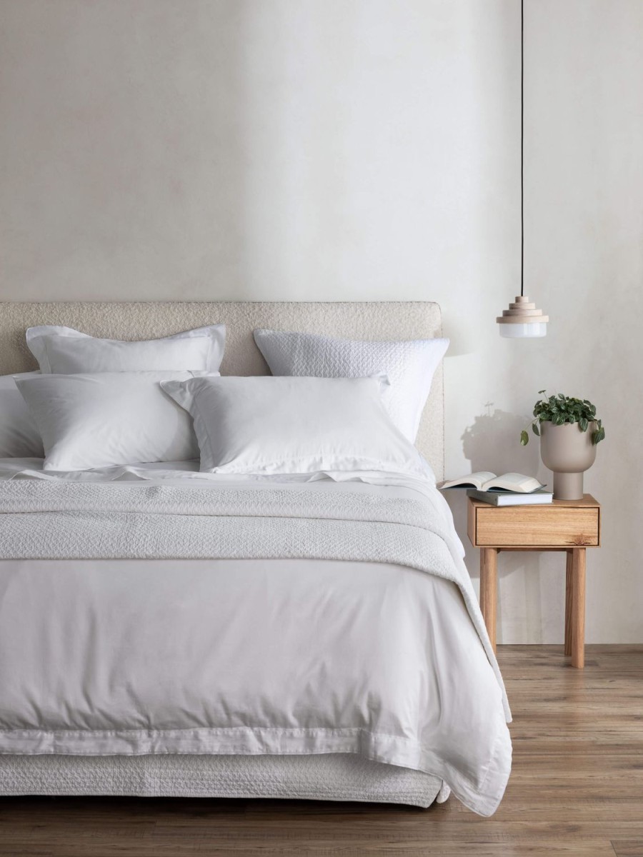 Bedroom L&M Home | Grosgrain White Egyptian Cotton Duvet Cover Set