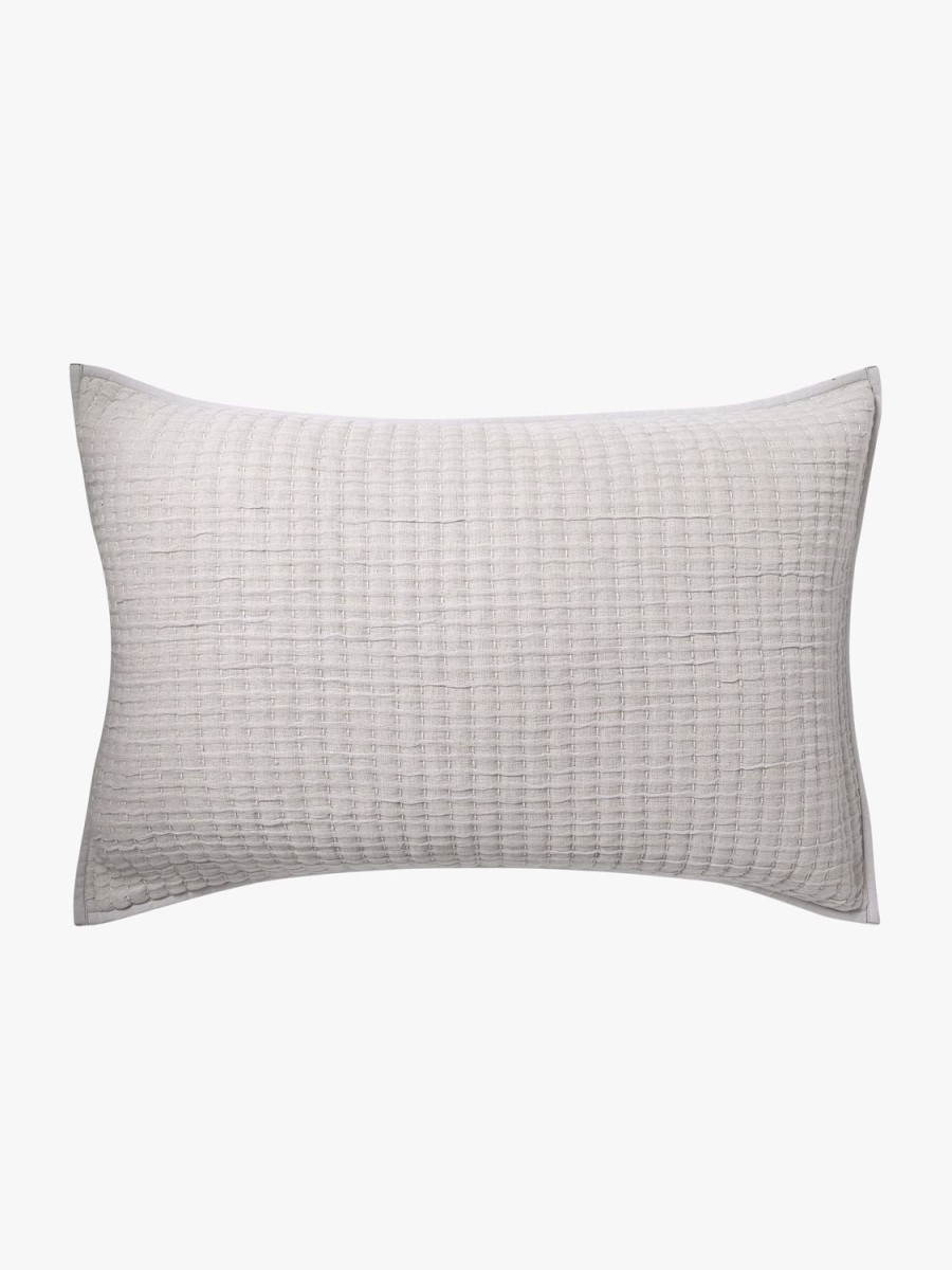 Bedroom L&M Home | Maddox Silver Pure Cotton Quilted Pillowcases