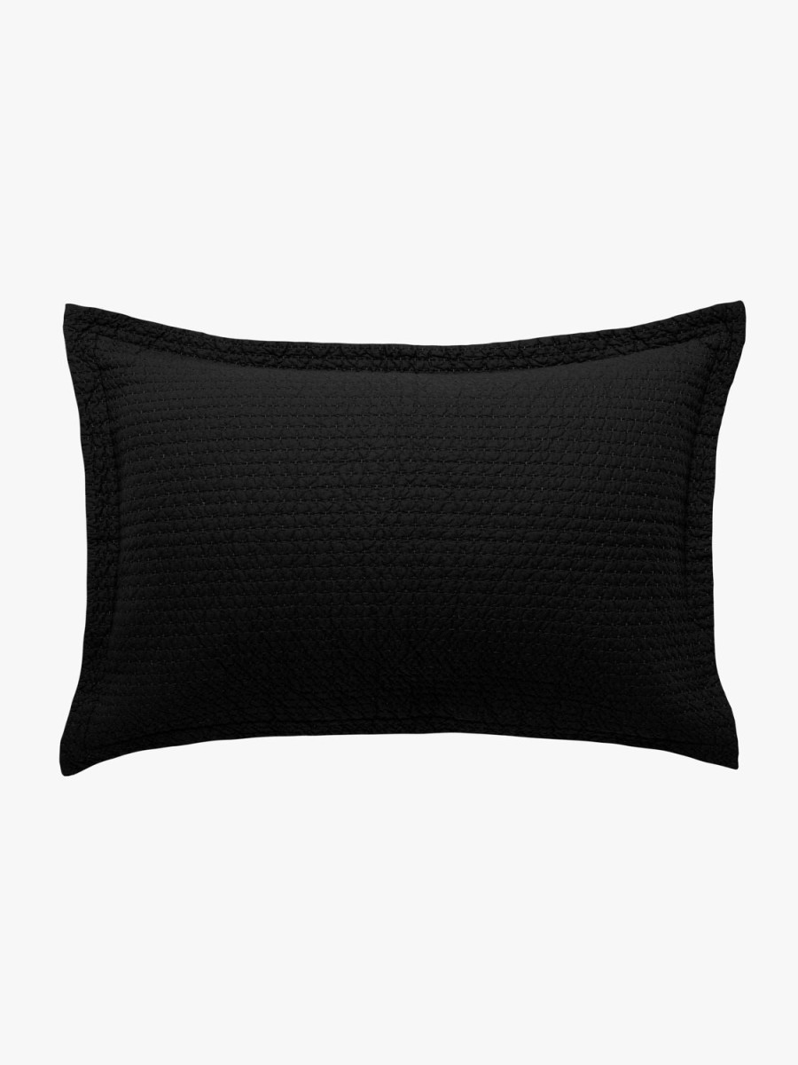 Bedroom L&M Home | Aspen Black Pure Cotton Quilted Pillowcases