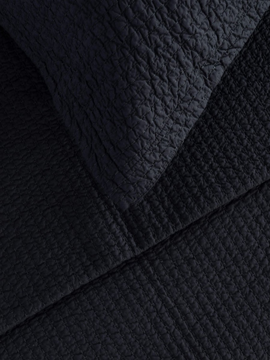 Bedroom L&M Home | Aspen Black Pure Cotton Quilted Pillowcases