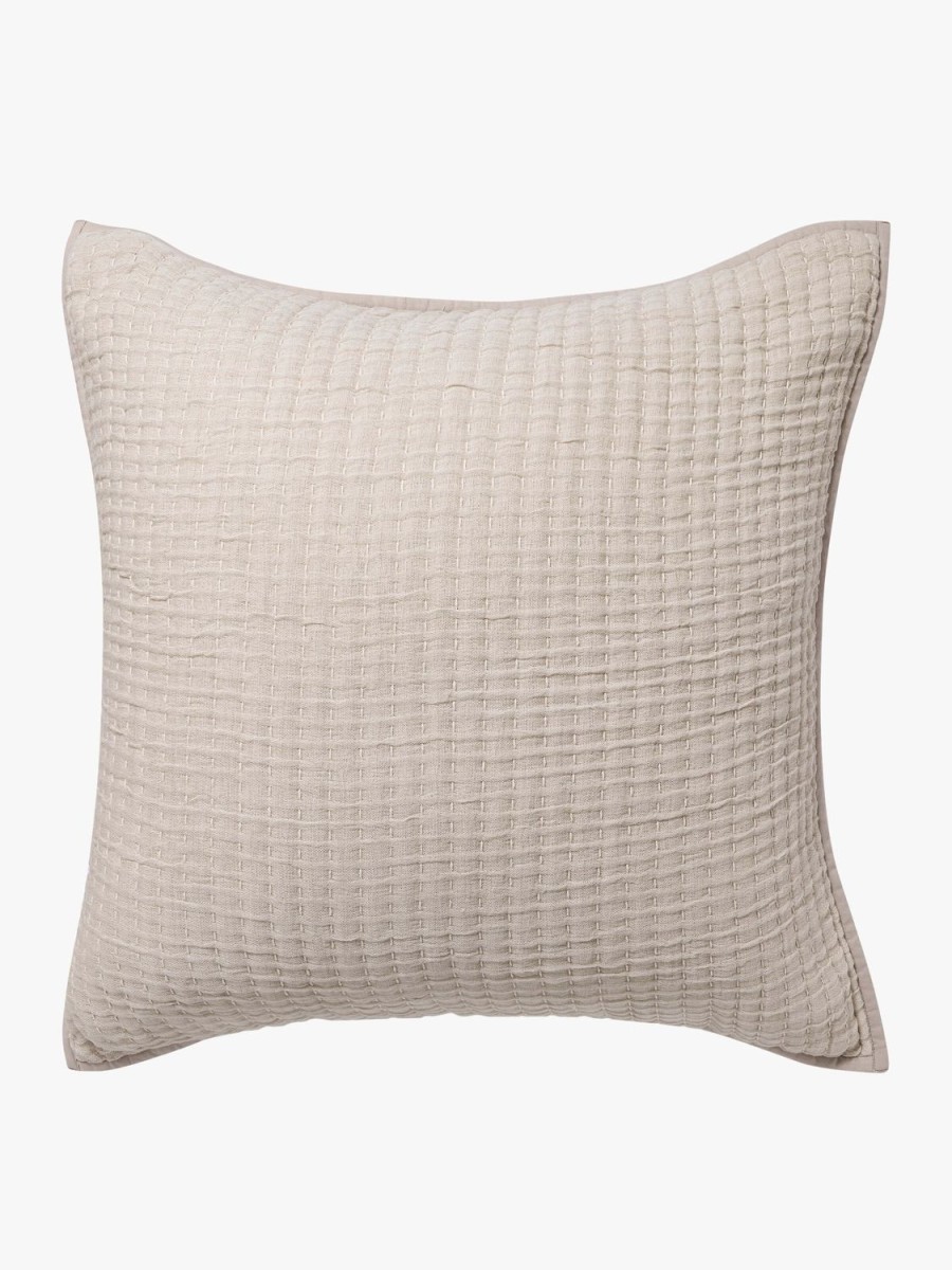 Bedroom L&M Home | Maddox Sand Pure Cotton Quilted Pillowcases