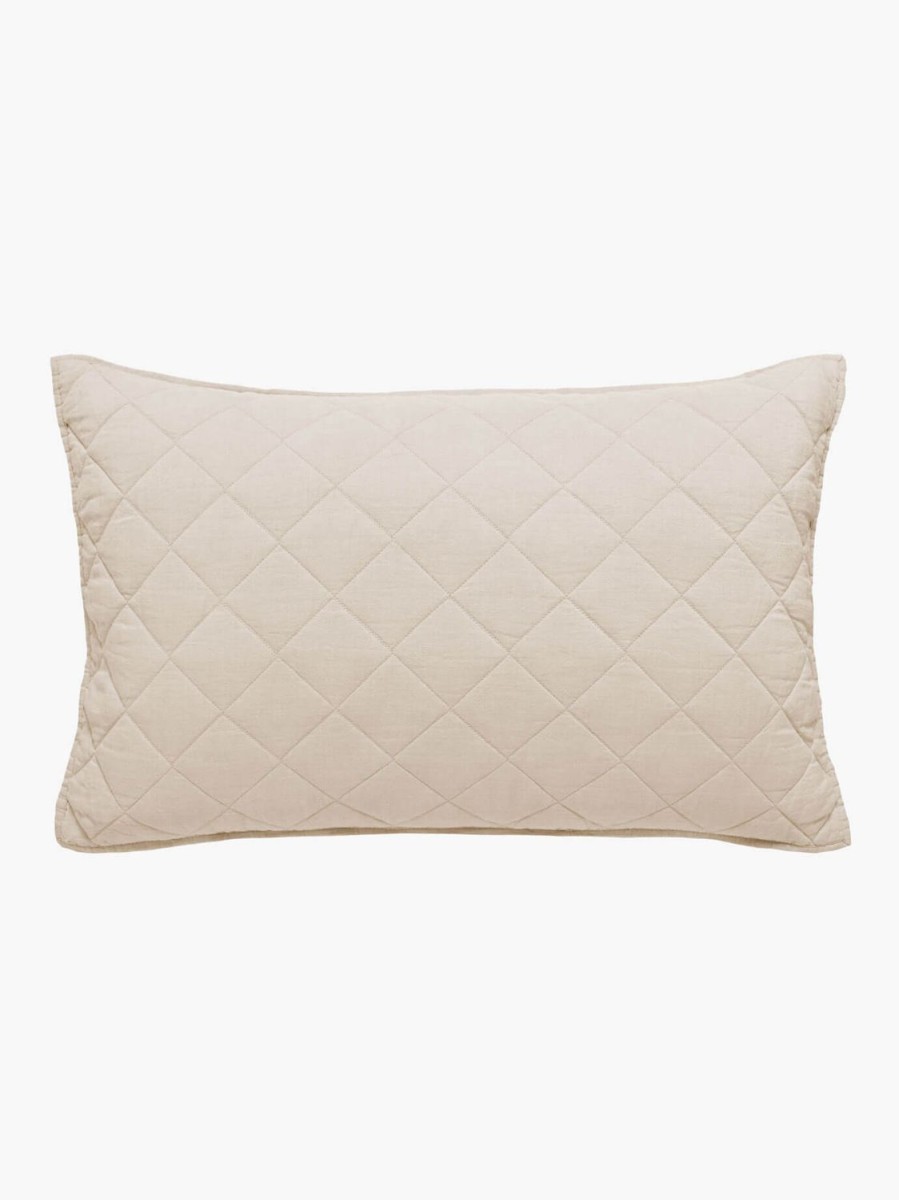 Bedroom L&M Home | Soho Oatmeal Linen & Cotton Quilted Pillowcases