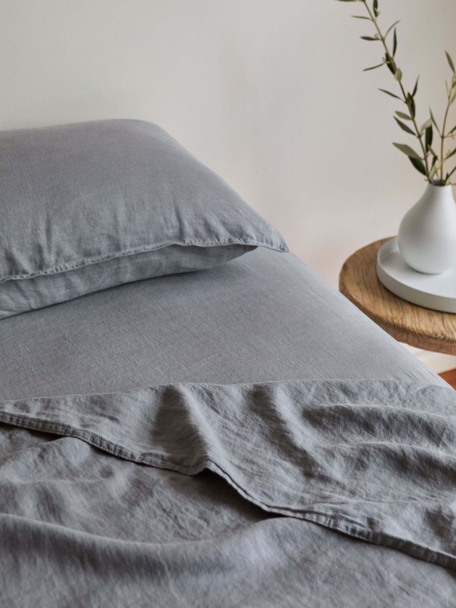 Bedroom L&M Home | Mondo Storm Organic French Linen Sheet Set