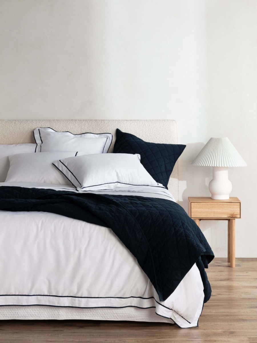 Bedroom L&M Home | Grosgrain Navy Egyptian Cotton Duvet Cover Set