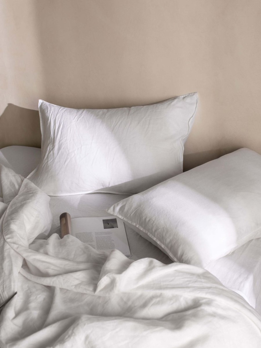 Bedroom L&M Home | Mondo White Organic French Linen Duvet Cover Set