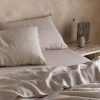 Bedroom L&M Home | Mondo Oatmeal Organic French Linen Sheet Set