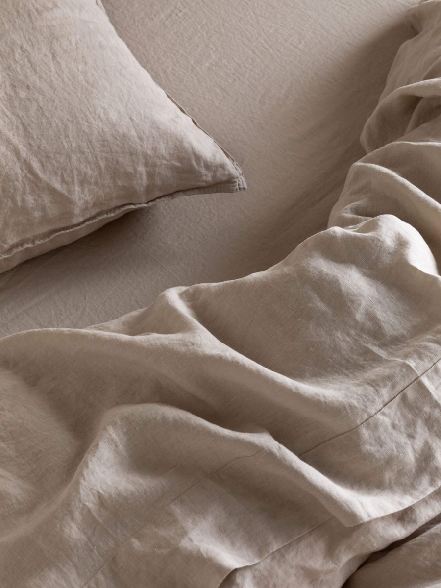 Bedroom L&M Home | Mondo Oatmeal Organic French Linen Sheet Set