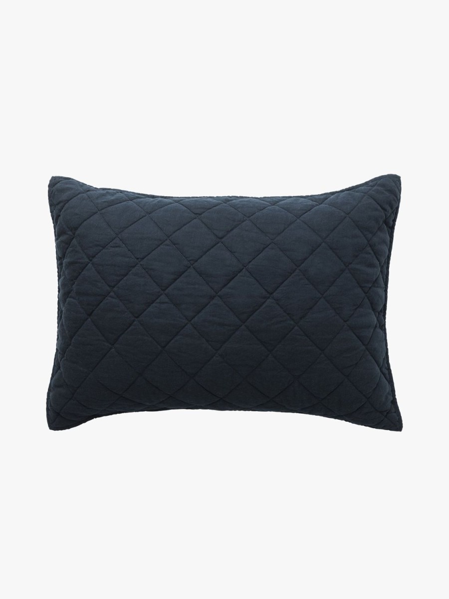 Bedroom L&M Home | Soho Navy Linen & Cotton Quilted Pillowcases