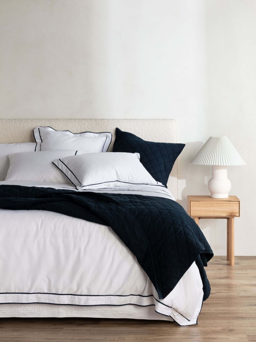 Bedroom L&M Home | Soho Navy Linen & Cotton Quilted Pillowcases