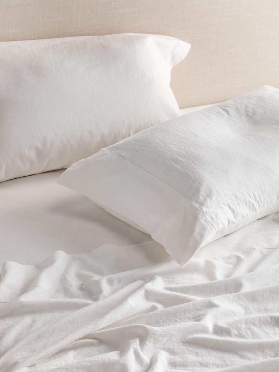 Bedroom L&M Home | Avenue White Linen & Cotton Sheet Set