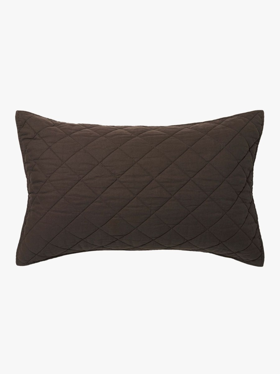 Bedroom L&M Home | Soho Chocolate Linen & Cotton Quilted Pillowcases