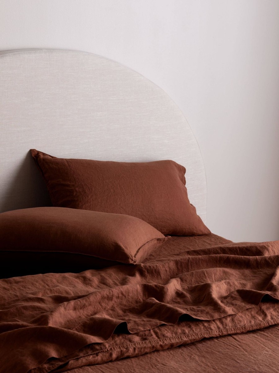 Bedroom L&M Home | Mondo Cinnamon Organic French Linen Sheet Set