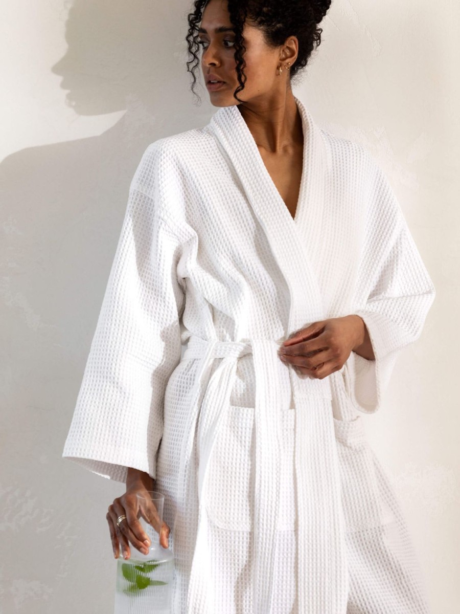 Bathroom L&M Home | Spa White Waffle Bathrobe