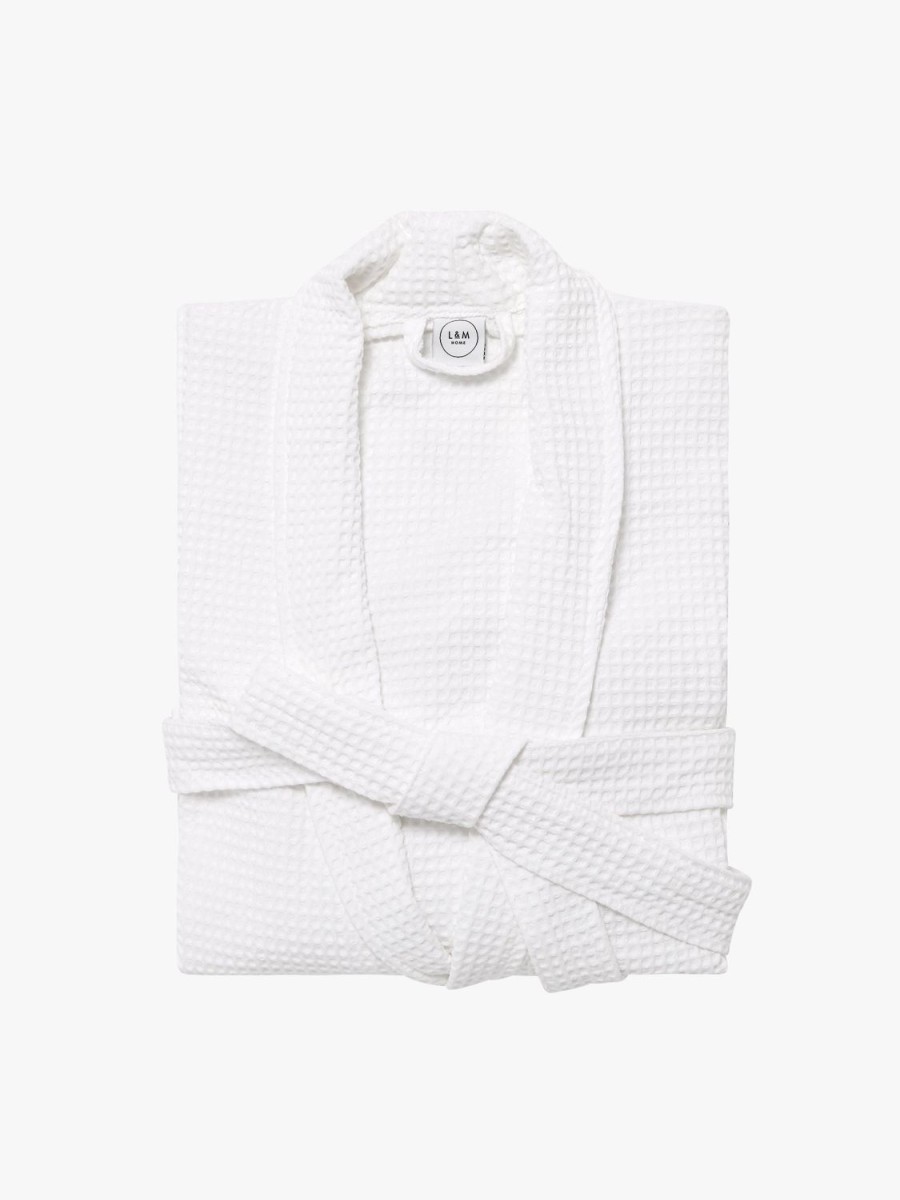 Bathroom L&M Home | Spa White Waffle Bathrobe