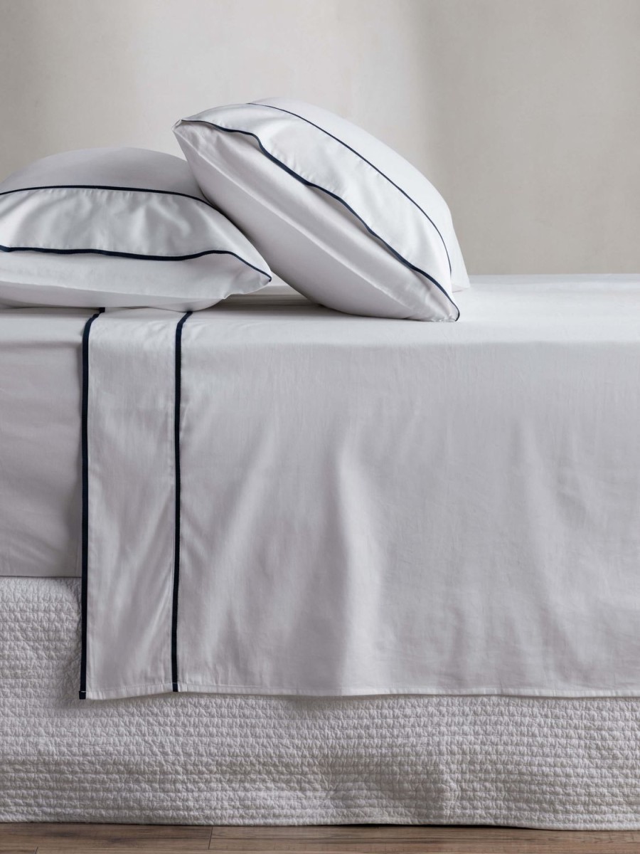 Bedroom L&M Home | Grosgrain Navy Egyptian Cotton Sheet Set