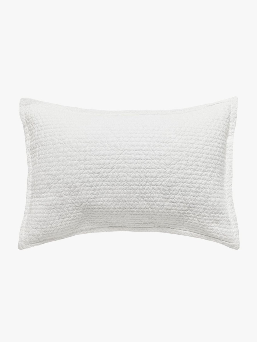 Bedroom L&M Home | Aspen White Pure Cotton Quilted Pillowcases