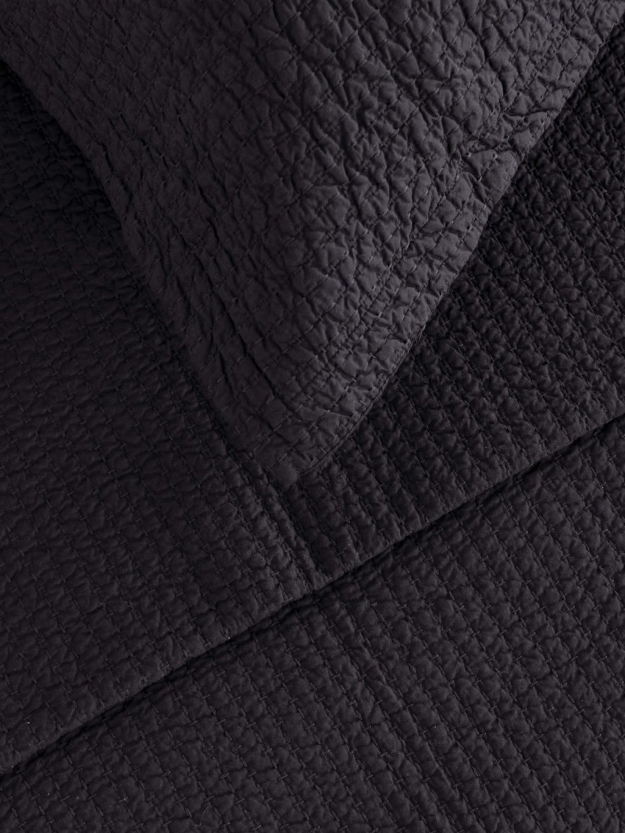 Bedroom L&M Home | Aspen Charcoal Pure Cotton Quilted Pillowcases