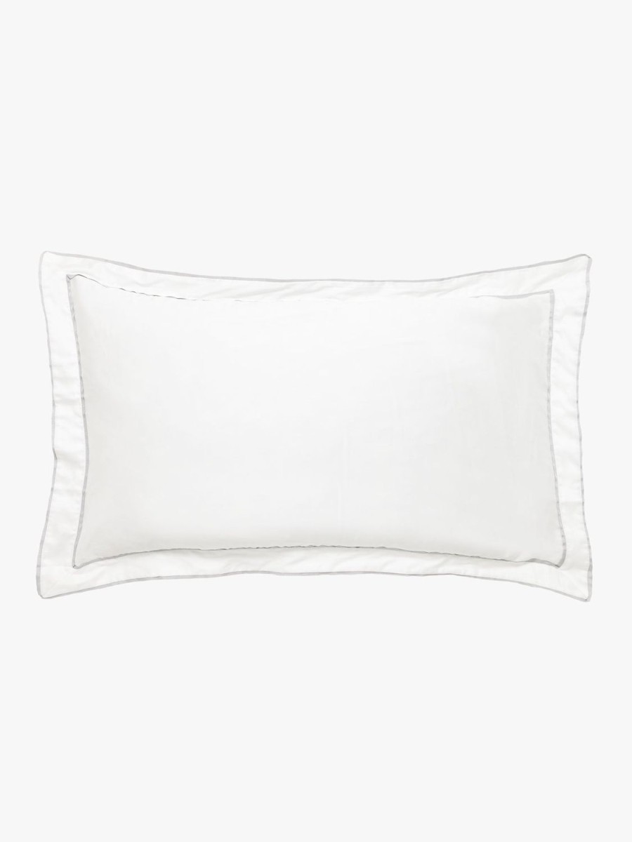 Bedroom L&M Home | Grosgrain Silver Egyptian Cotton Pillowcases